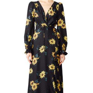 The Kooples Sunflower Ruffle Wrap Maxi Dress (Size 4)